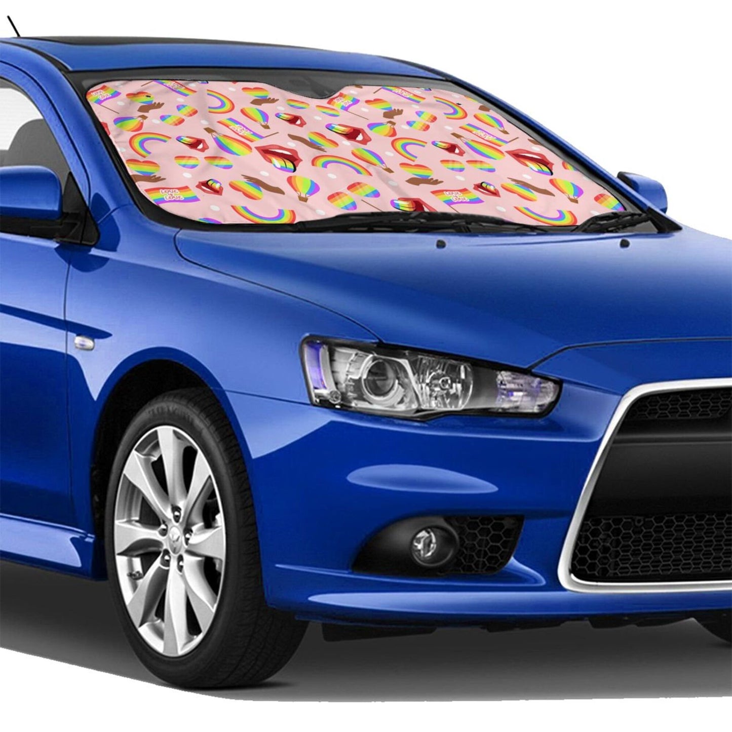 LGBT Car Sun Shade LGBT Rainbow Flag Mouth Pattern Winshield Sun Shade Colorful
