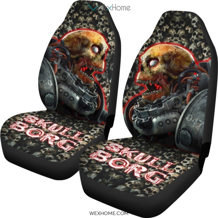 Skull Car Seat Covers Robot Skullborg Skull Pattern Seat Covers Black