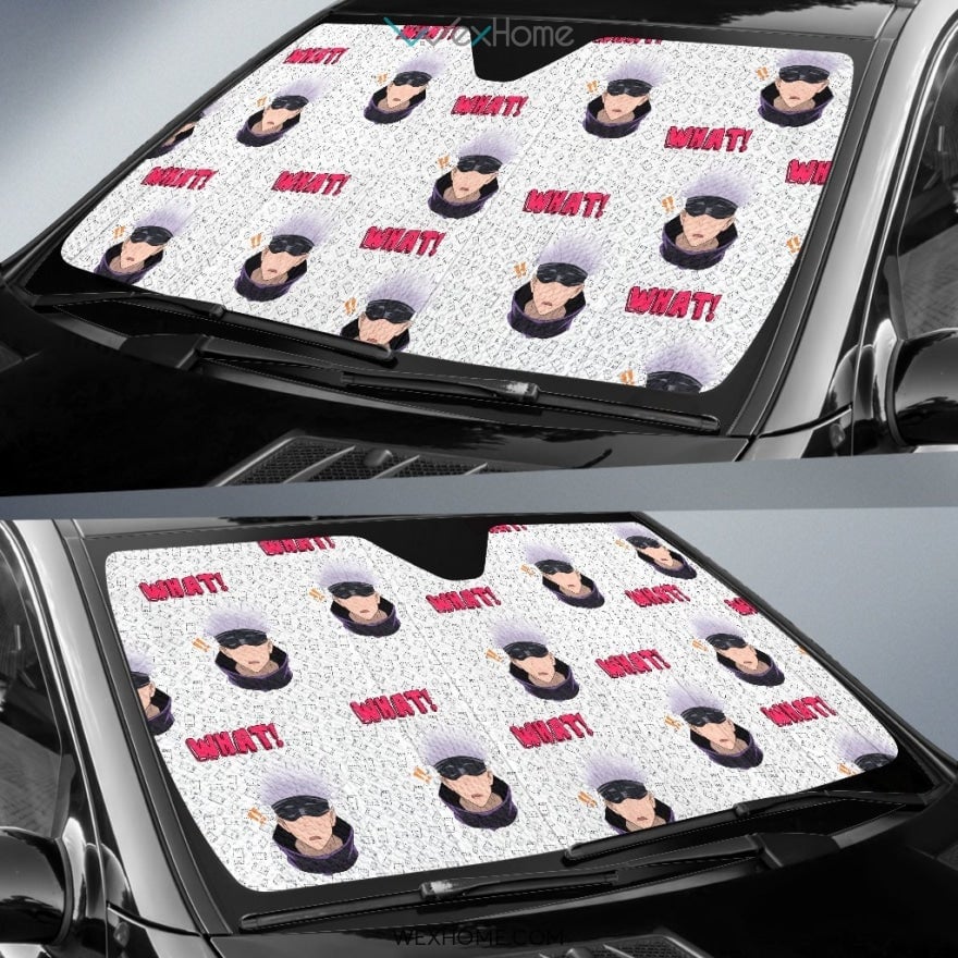 Jujutsu Kaisen Car Sun Shade Satoru Surprise Face What Pattern Winshield Sun Shade White