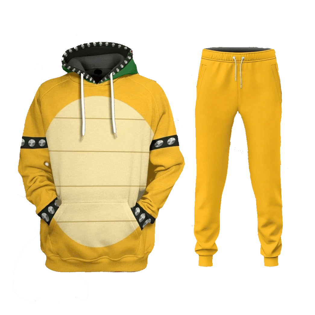 Super Mario Costume Pants Game Character Bowser Costume Jogger Yellow Unisex Adults