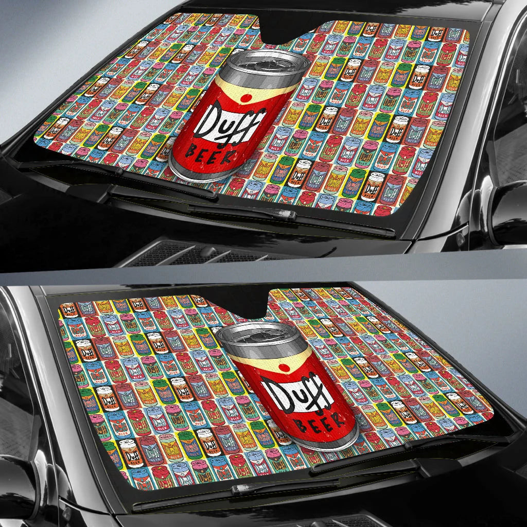 The Simpsons Car Sun Shade The Simpsons Duff Beer Pattern Winshield Sun Shade Colorful