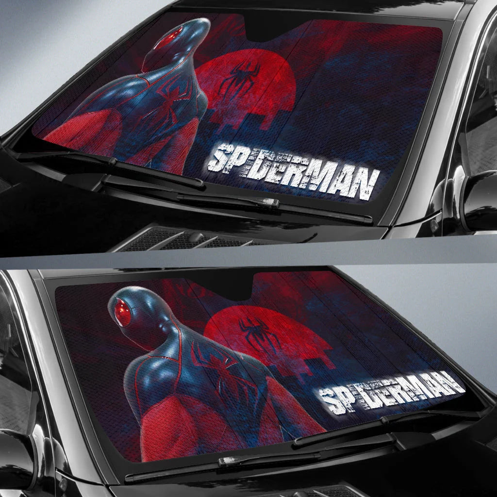 Spiderman Car Sun Shade Spiderman Graphic And Symbol Pattern Winshield Sun Shade Black Red