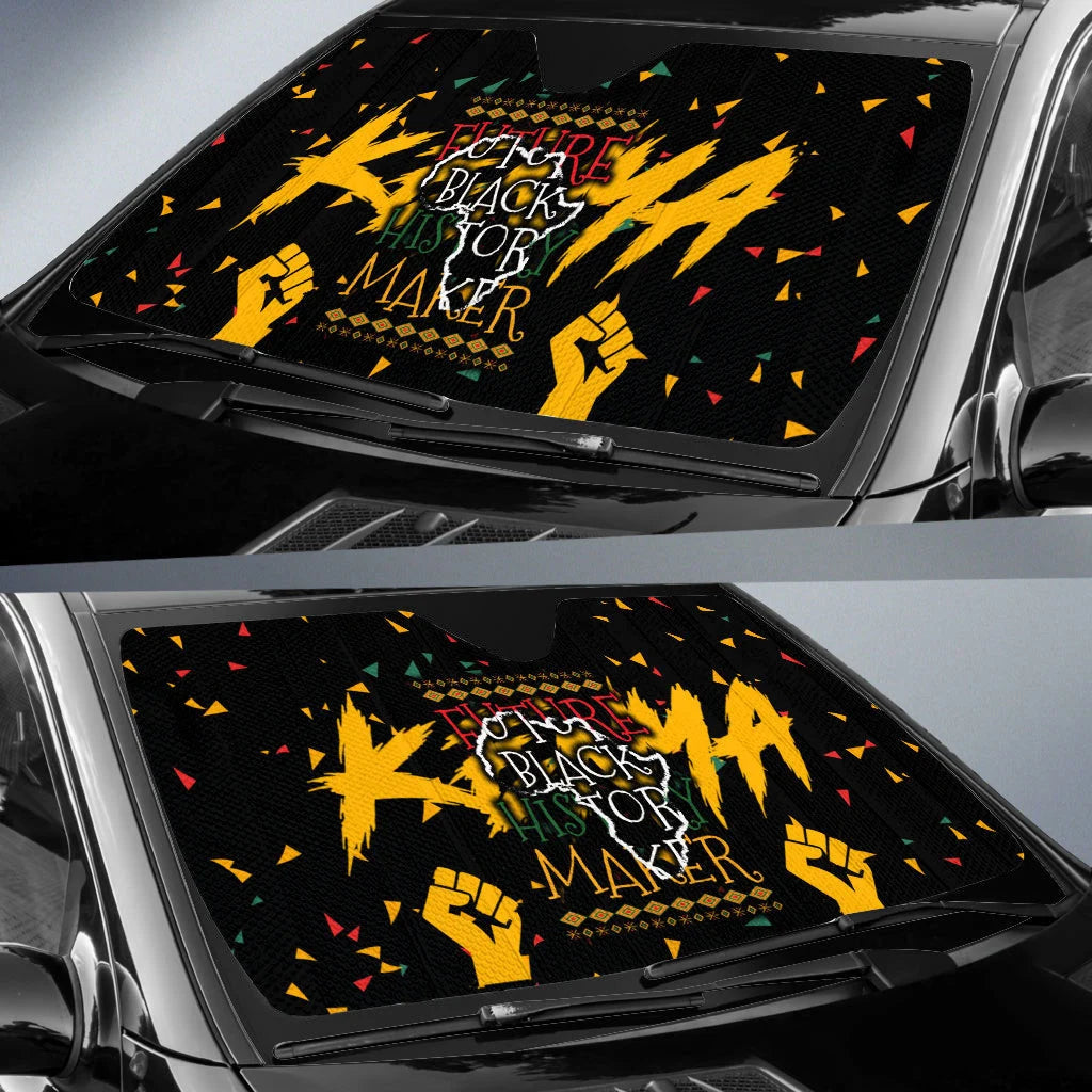 Black History Month Car Sun Shade Future Black History Maker Winshield Sun Shade Black Yellow