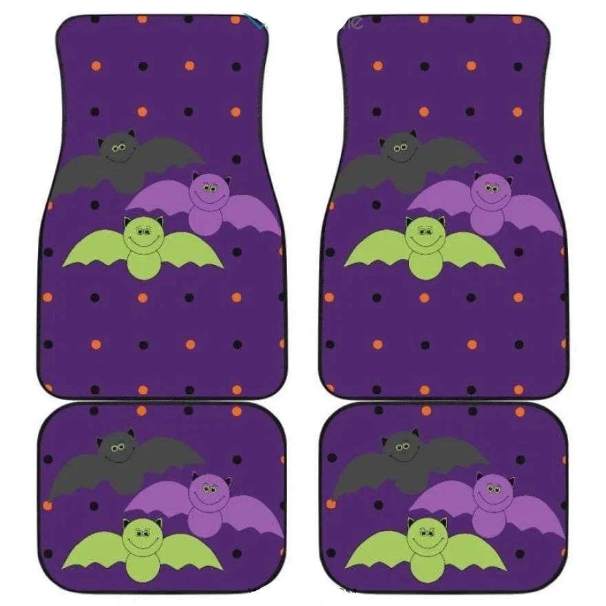 Halloween Car Mats Cute Bat Halloween Dot Pattern Car Floor Mats Purple
