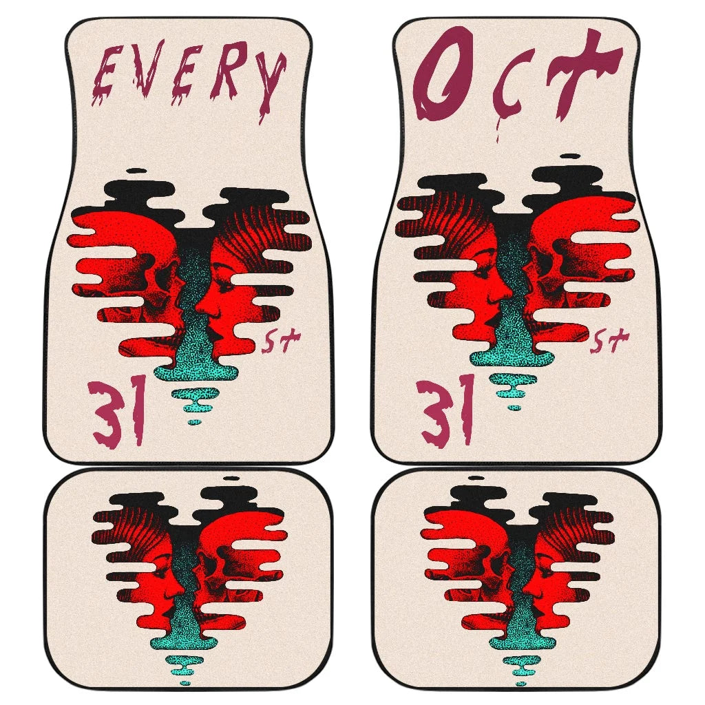 Halloween Car Mats Every Oct 31st Skeleton Couple Heart Car Floor Mats Colorful