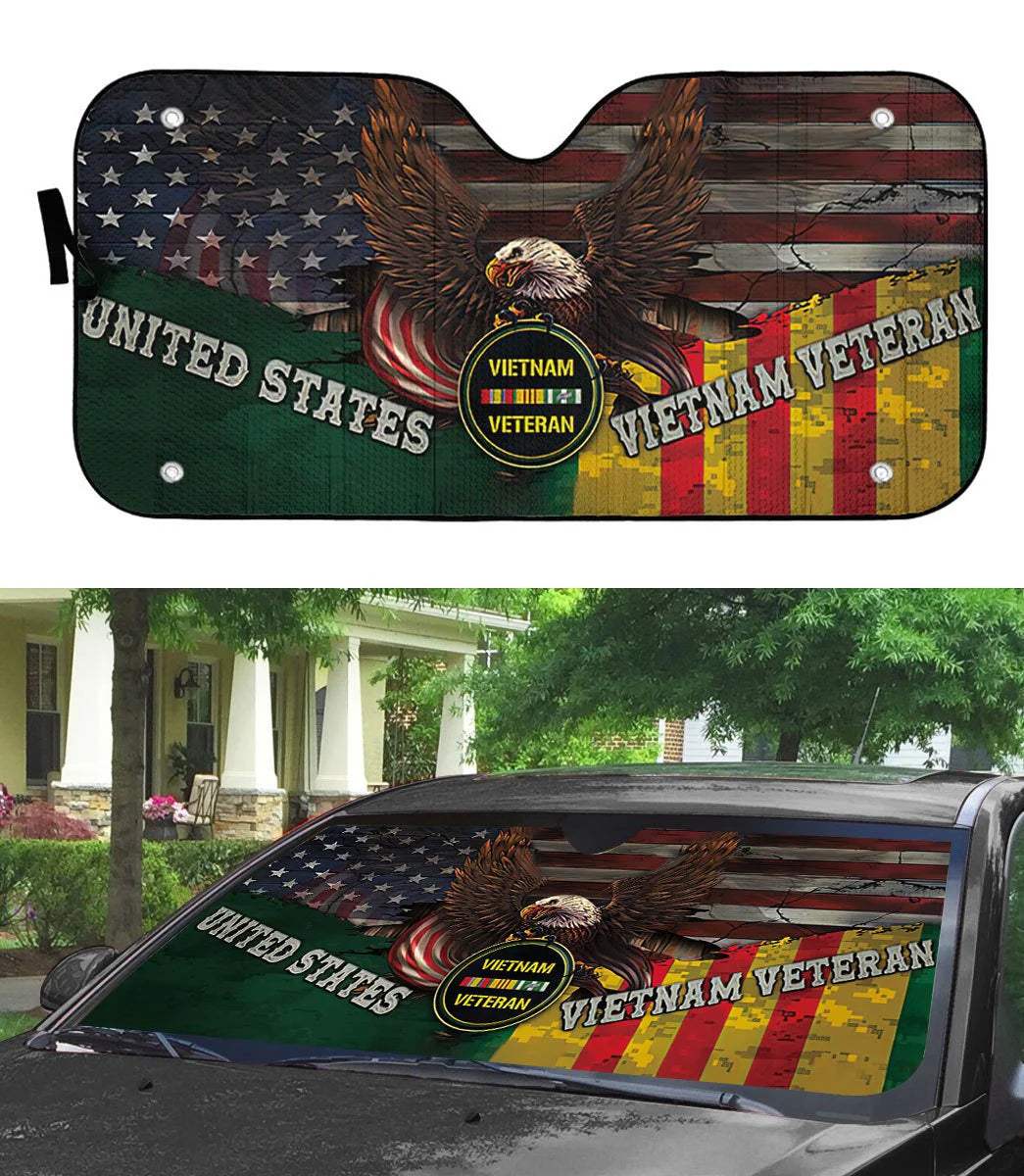 Veteran Car Sun Shade United States Vietnam Veteran Eagle Winshield Sun Shade Colorful