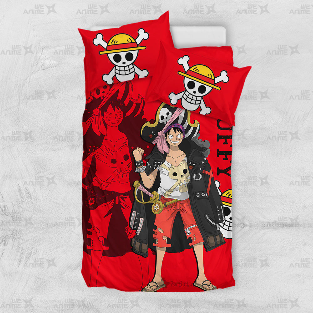 Luffy Bedding Set Custom Red Anime Home Decor