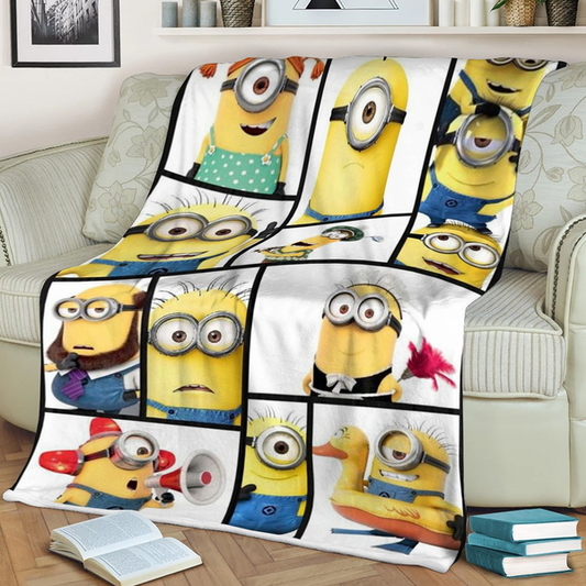 Minions Blanket Minions Pattern Graphic Despicable Me Blanket Yellow White