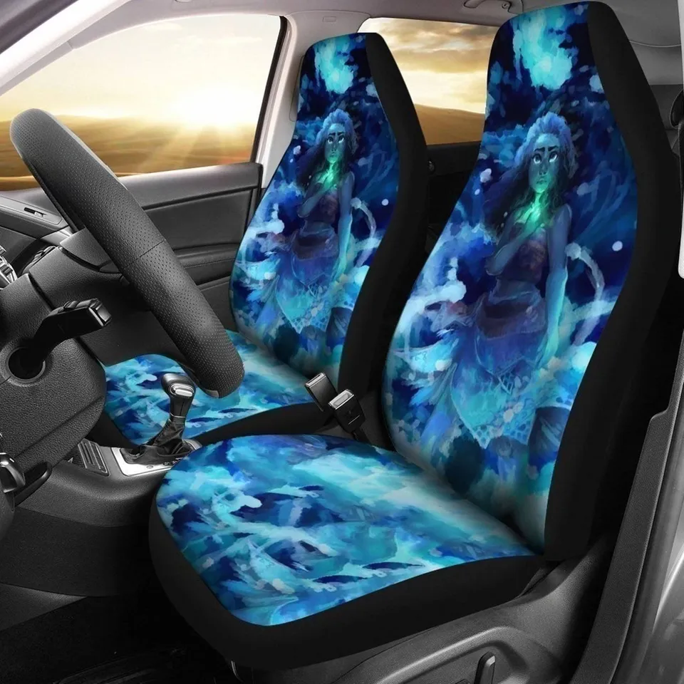 Moana Car Seat Covers DN Watercolor Moana Graphic Seat Covers Blue