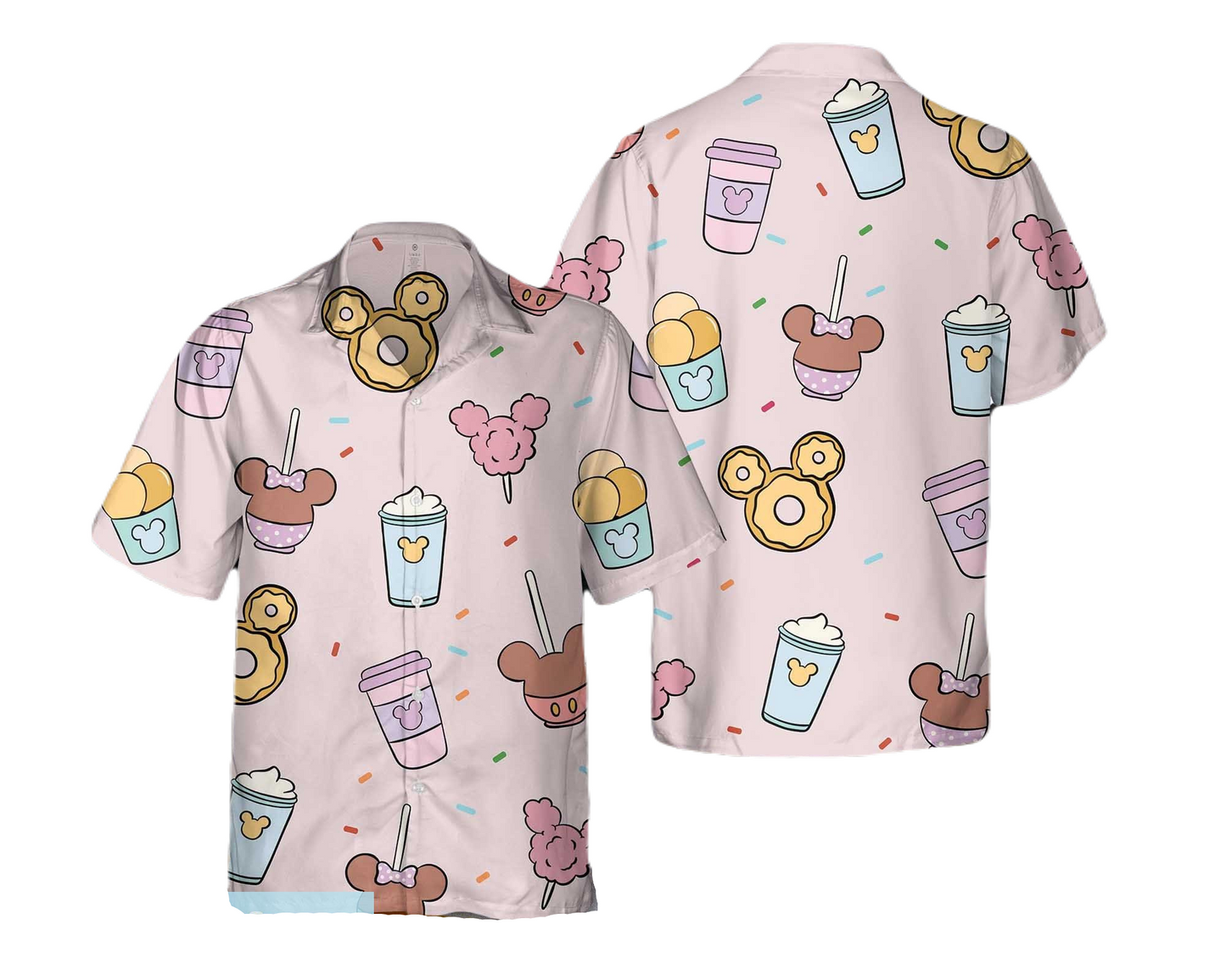 DN Hawaii Shirt DN World Food Snack Drink Pattern Hawaiian Shirt Pink Unisex