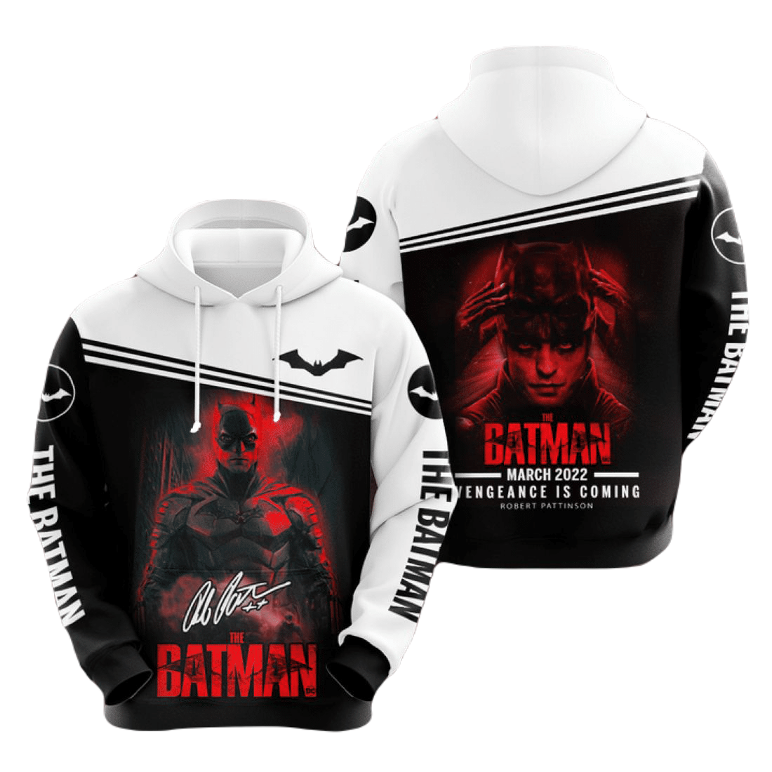 Batman Hoodie The Batman Vengeance Black White Hoodie