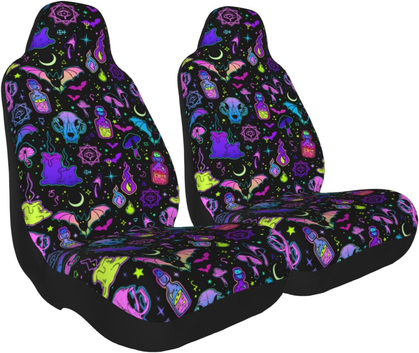 Halloween Car Seat Covers Halloween Goth Witchy Pattern Seat Covers Black Purple
