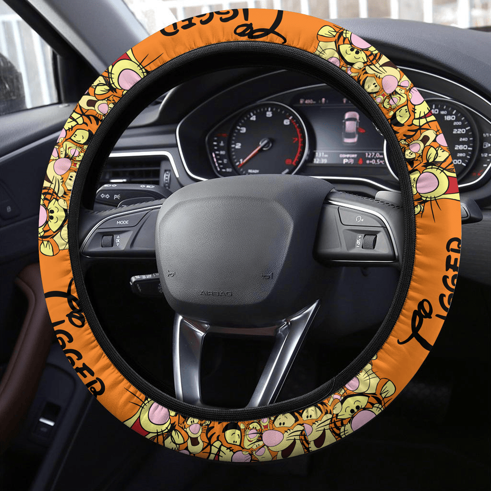 WTP Steering Wheel Cover All Tigger Emotions Pattern Driving Wheel Cover Orange