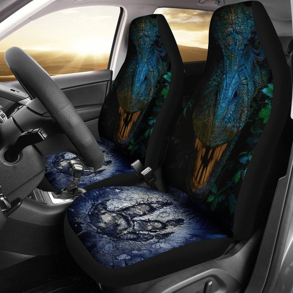 Dinosaur Car Seat Covers Footprint Of T-Rex Dinosaur Graphic Seat Covers Black Gray