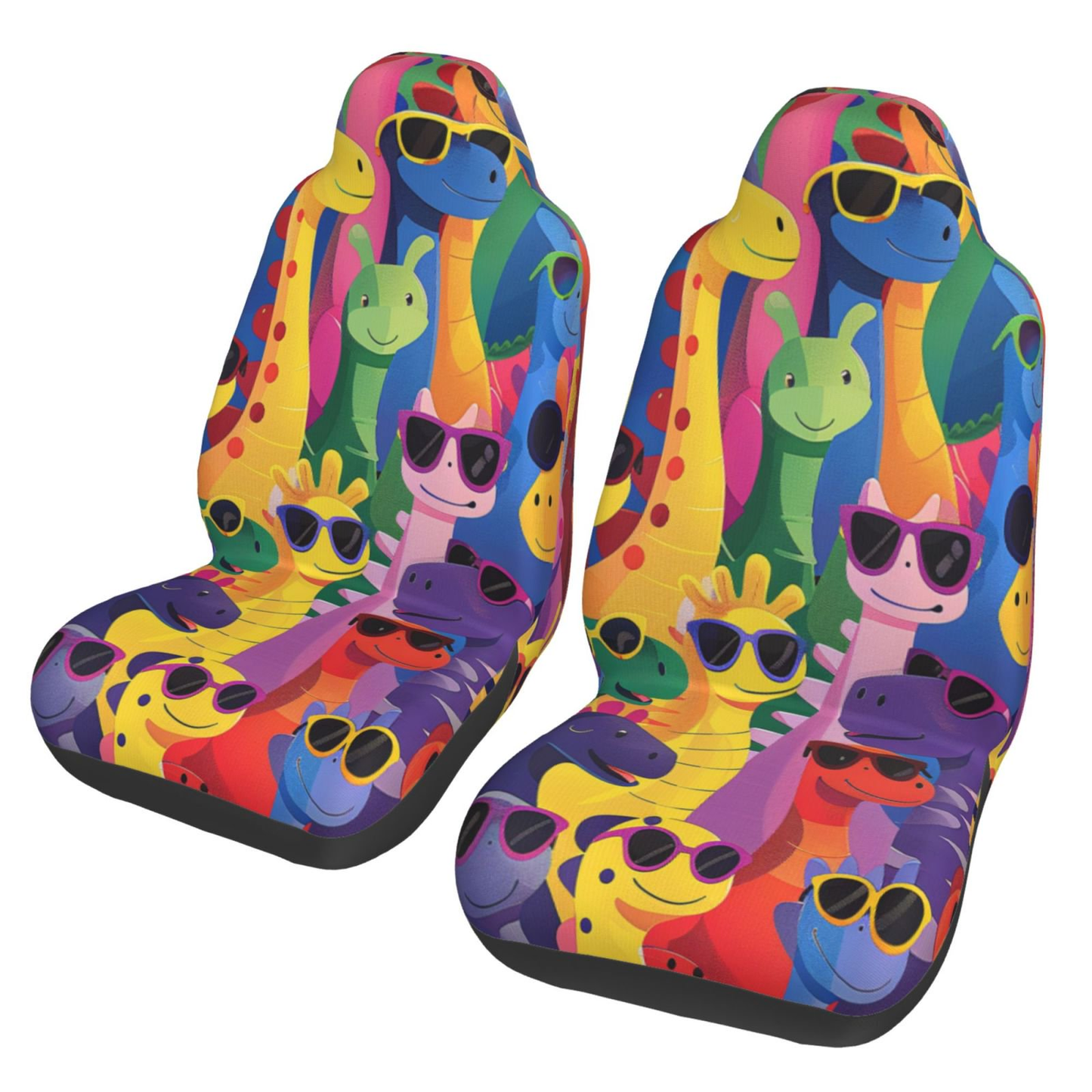 Dinosaur Car Seat Covers Cute Cartoon Glasses Dinosaurs Pattern Seat Covers Colorful