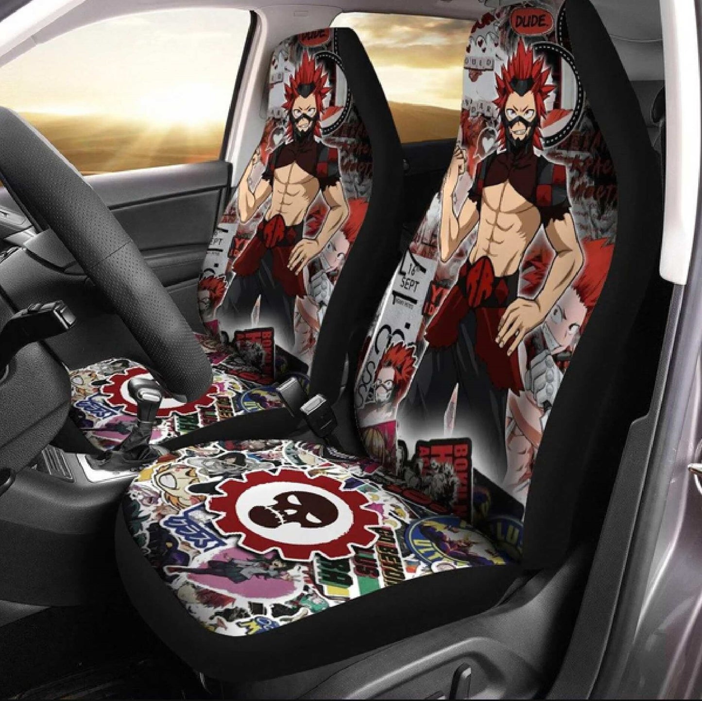 My Hero Academia Car Seat Covers Eijiro Kirishima Manga Aesthetic Seat Covers Red