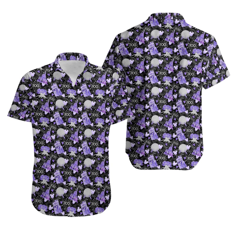 DN Hawaii Shirt DN 100th Anniversary Pattern Hawaiian Shirt Black Purple Unisex
