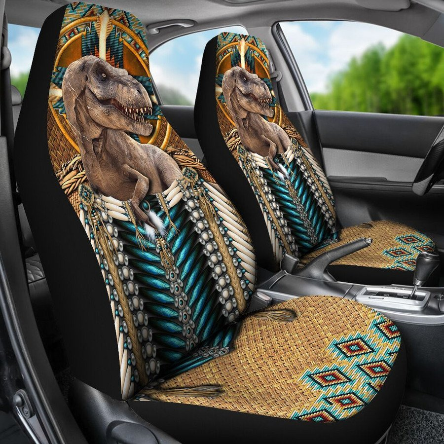 Dinosaur Car Seat Covers Dinosaur Native American Pattern Seat Covers Brown Blue