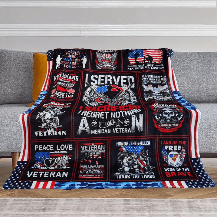 Veteran Blanket I Served And Sacificed I Am An American Veteran Blanket Black Red