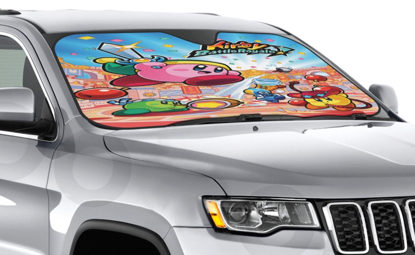 Kirby Car Sun Shade Kirby Battle Royale Graphic Winshield Sun Shade Colorful