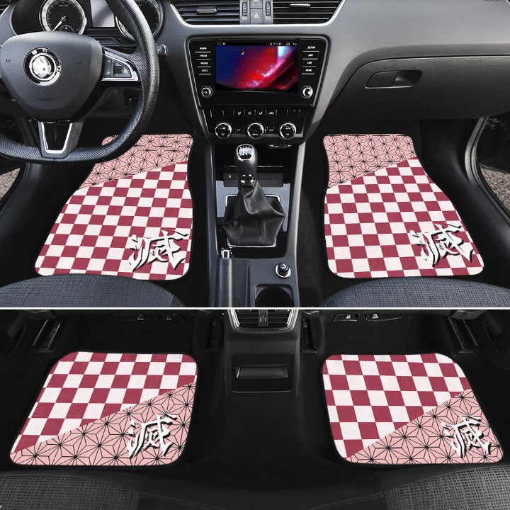 Demon Slayer Car Mats Nezuko Yukata Pattern Car Floor Mats Japan Style Car Floor Mats