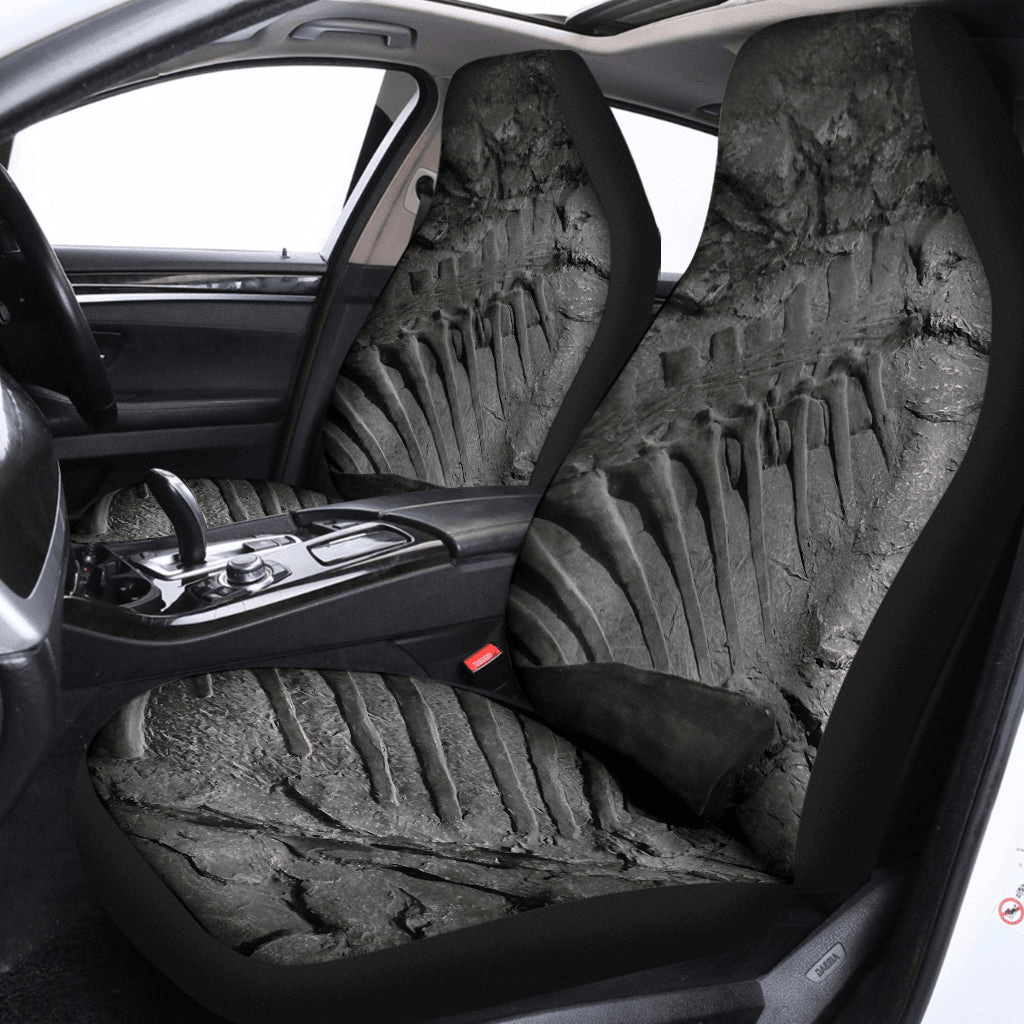 Dinosaur Car Seat Covers Realistic Dinosaur Fossil Graphic Seat Covers Gray