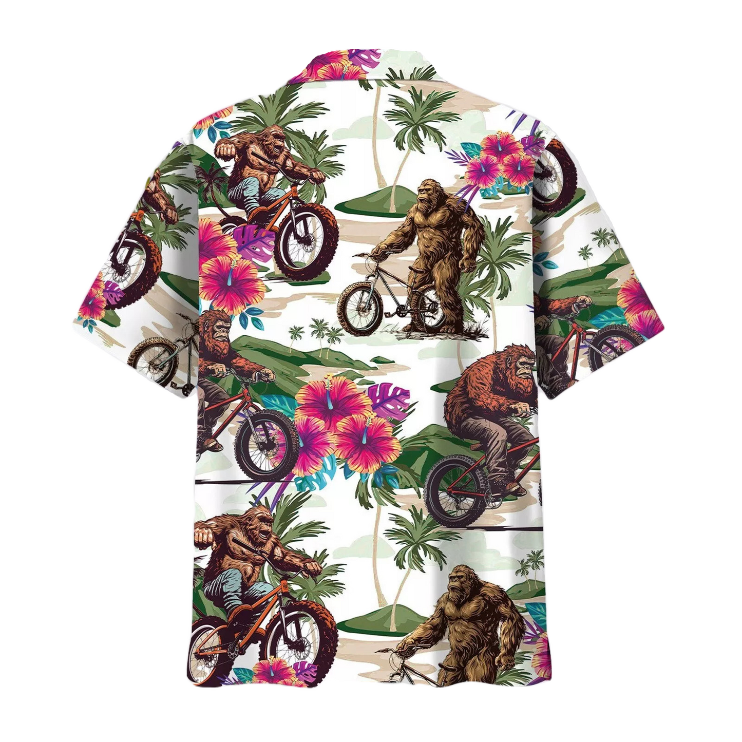 Bigfoot Hawaii Shirt Bigfoot And Mountain Bike Summer Hawaiian Shirt Colorful Unisex