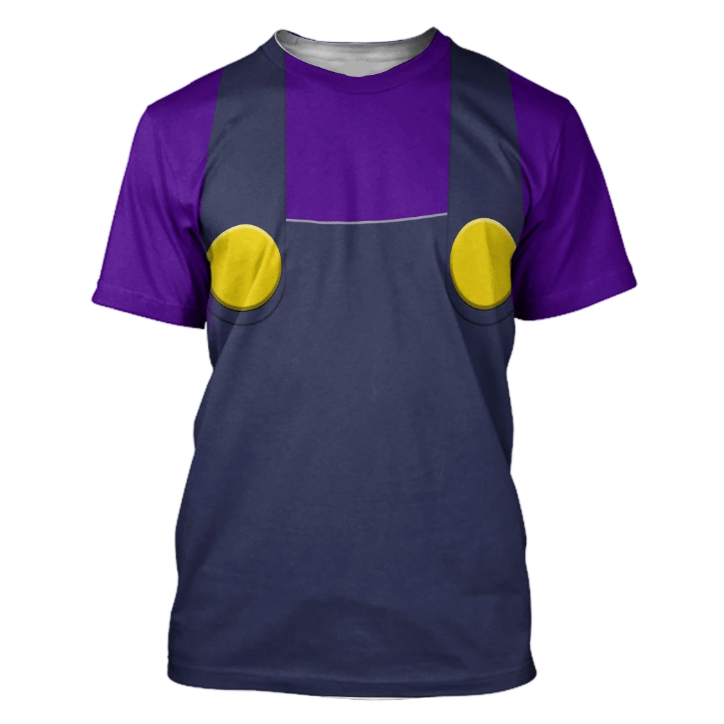 Super Mario Costume Hoodie Game Character Waluigi Costume T-shirt Purple Unisex Adults