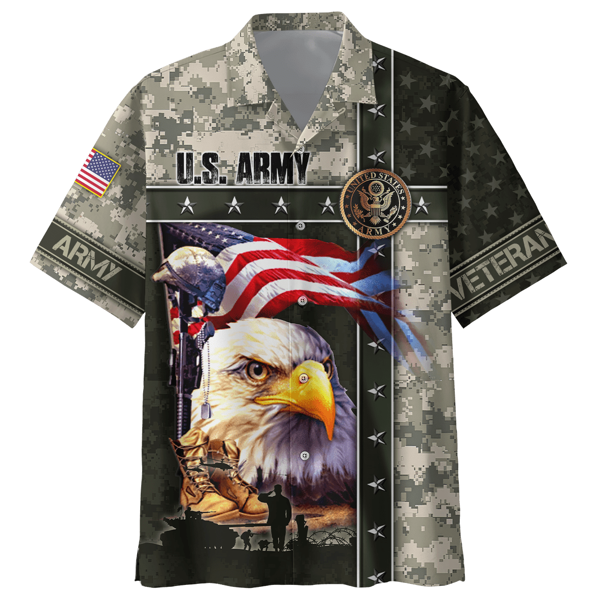 Custom Personalized Veteran Photo Hawaiian Shirt without Pocket - Gift Idea for Veteran/Father's Day main image 0