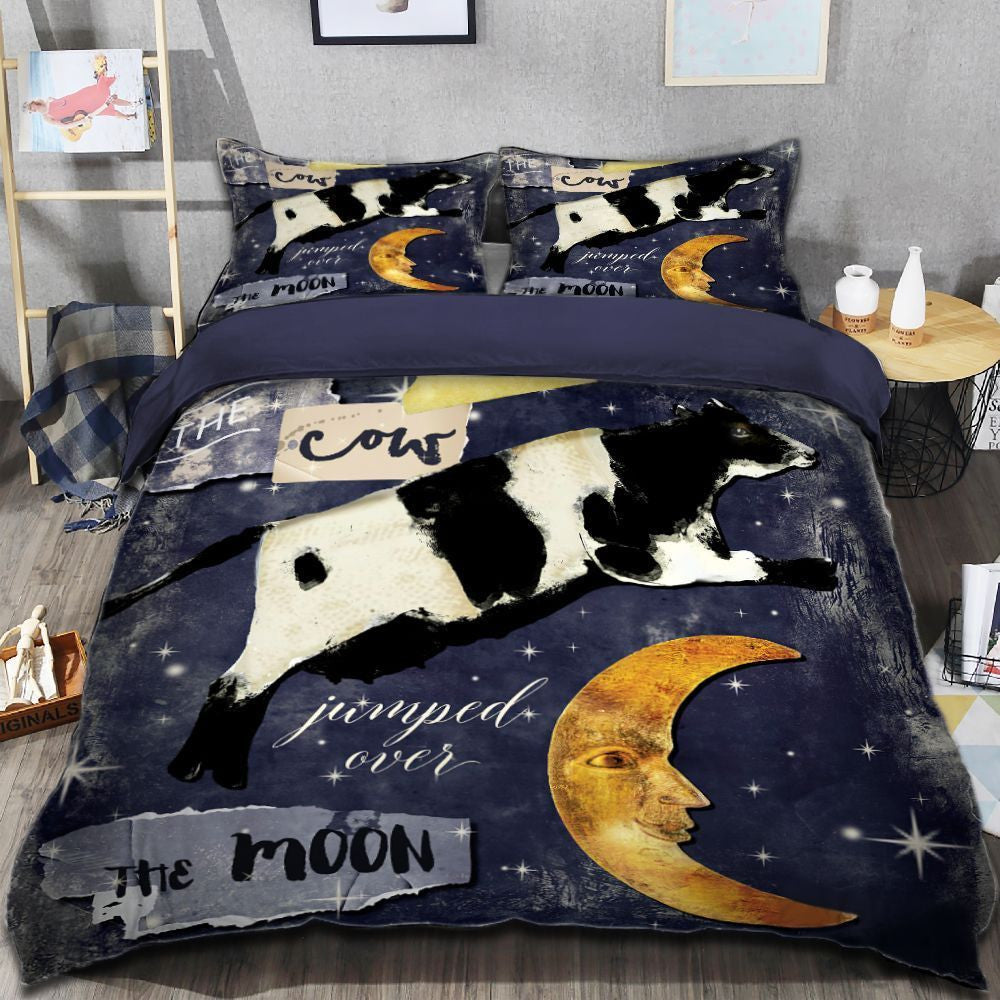 Cow Bedding Set Cow Jumped Over The Moon Duvet Covers Black Unique Gift