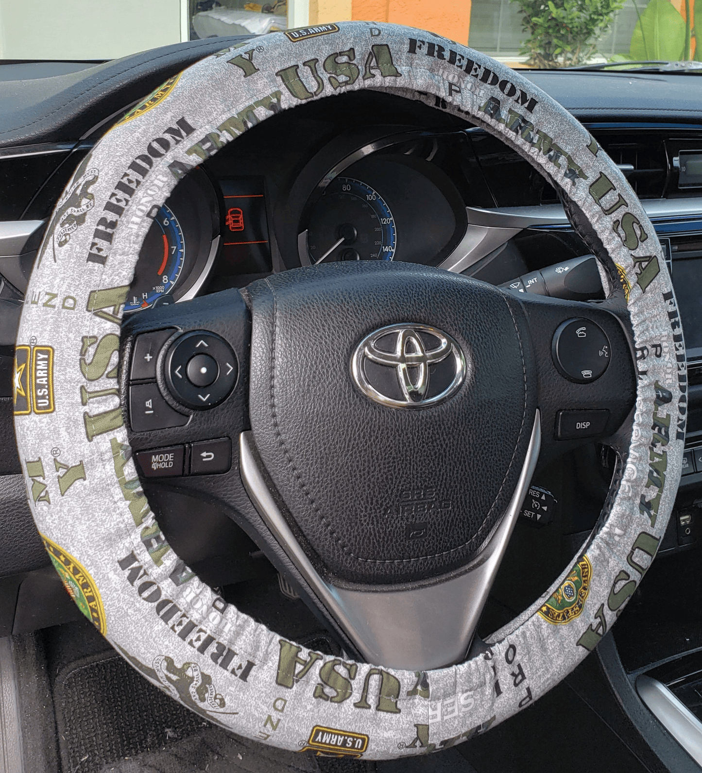 Veteran Steering Wheel Cover USA Army Freedom Pattern Driving Wheel Cover Gray