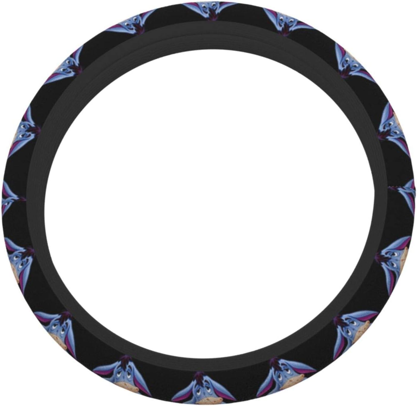 WTP Steering Wheel Cover Sitting Eeyore Graphic Pattern Driving Wheel Cover Black Blue