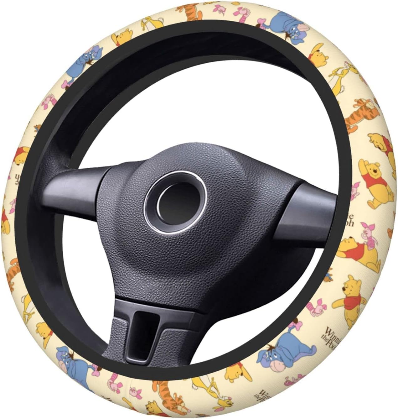 WTP Steering Wheel Cover Pooh Tigger Piglet Eeyore Pattern Driving Wheel Cover Yellow