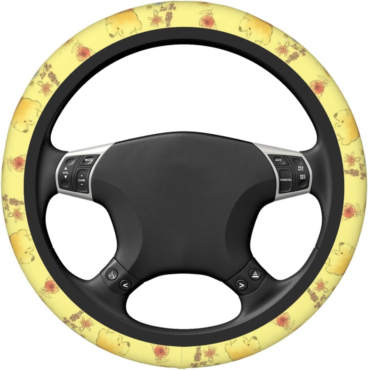 WTP Steering Wheel Cover Pooh With Flower Vintage Style Driving Wheel Cover Yellow