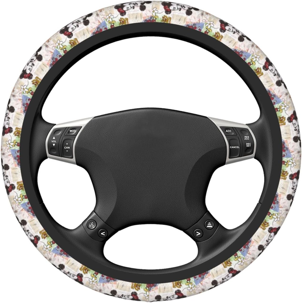 Minnie Steering Wheel Cover Minnie Kissing MM Pattern Driving Wheel Cover Colorful