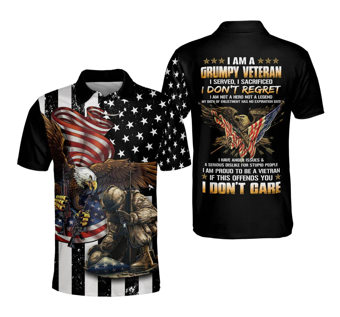 Veteran Polo Shirt I Am Grumpy Veteran Boys Polo Shirts Black