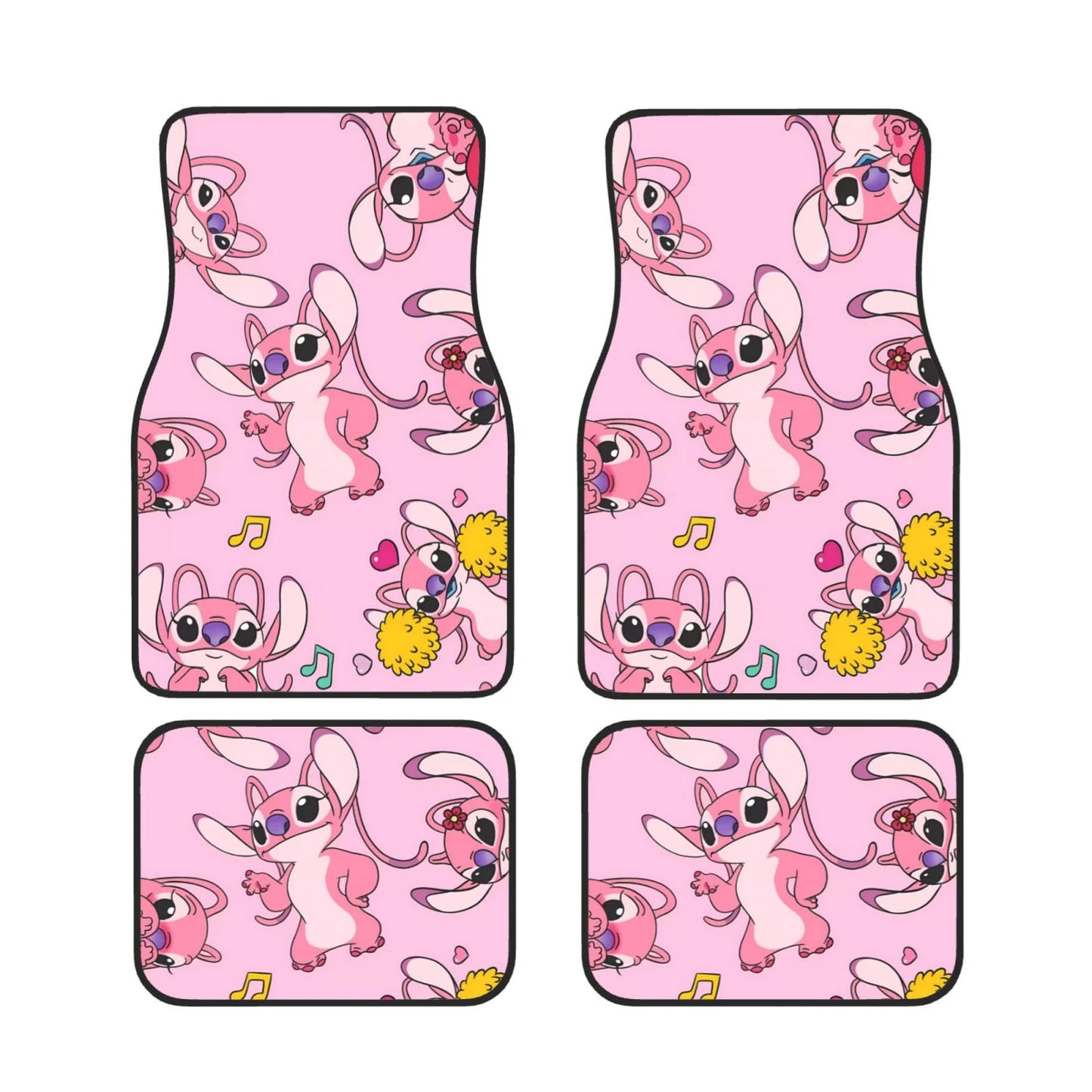 Stitch Car Mats Cute Angel All Poses Pattern Car Floor Mats Pink