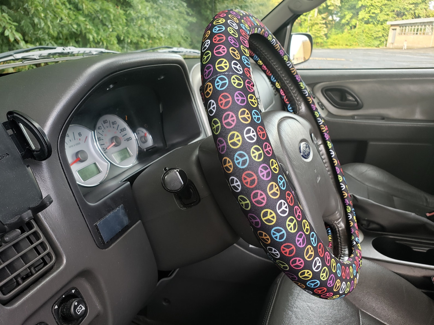 Hippie Steering Wheel Cover Hippie Art Peace Symbol Driving Wheel Cover Colorful