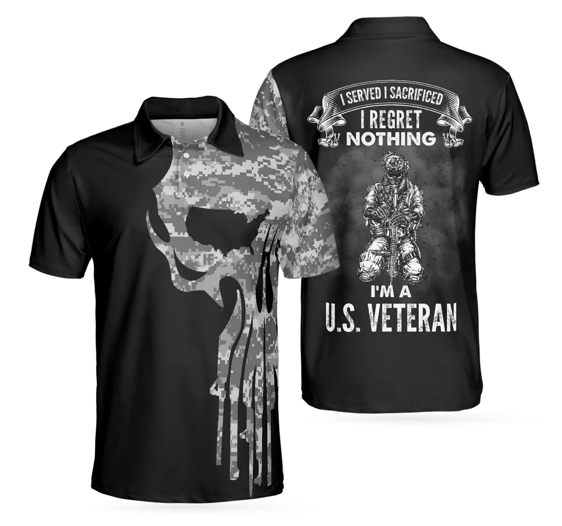 Veteran Polo Shirt I Served I Sacrificed I Reget Nothing Boys Polo Shirts Black