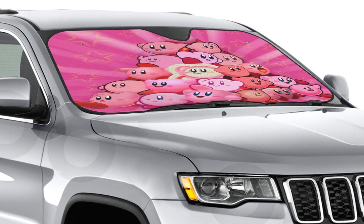 Kirby Car Sun Shade Kirby On A Stack Pattern Winshield Sun Shade Pink