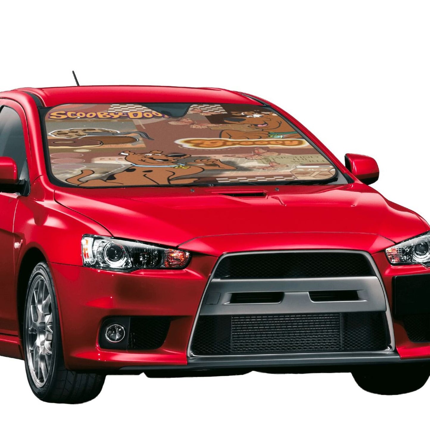 Scooby Doo Car Sun Shade Scooby Doo Groovy Graphic Pattern Winshield Sun Shade Brown