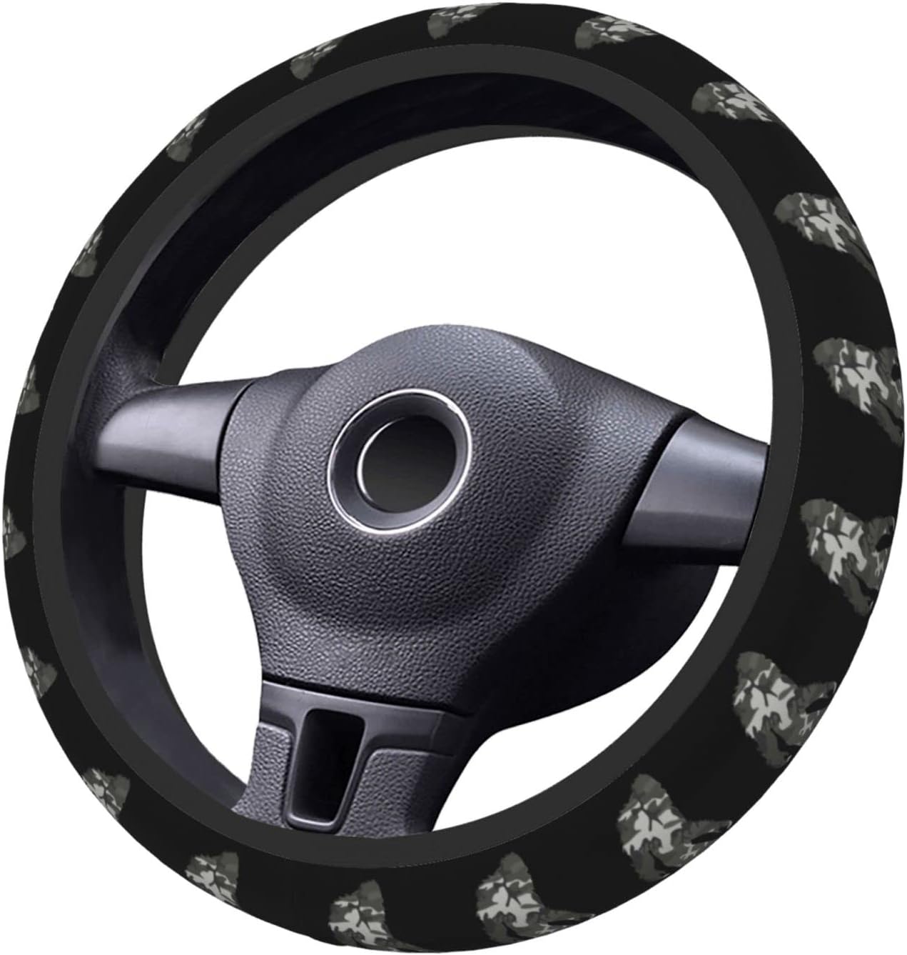 Bigfoot Steering Wheel Cover Sasquatch Camouflage Bigfoot Pattern Driving Wheel Cover Black Gray