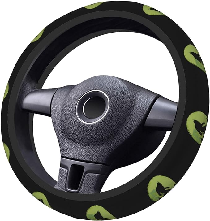 Bigfoot Steering Wheel Cover Bigfoot In The Forest Silhouette Driving Wheel Cover Black Green