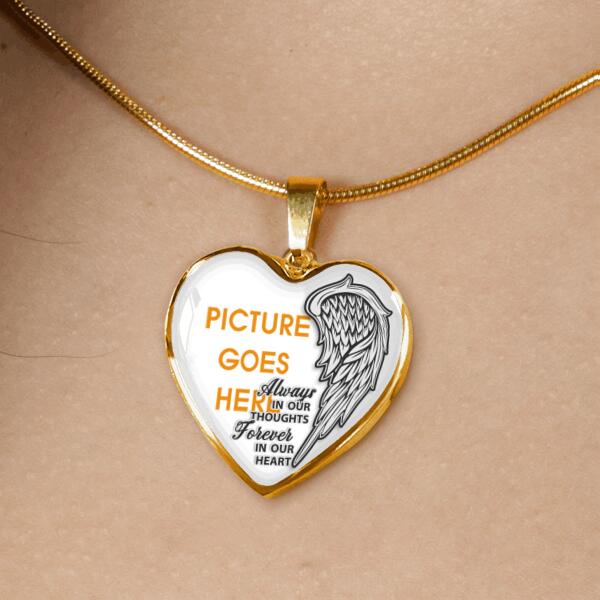Personalized Memorial Heart Necklace Always In Our Thoughts For Mom Dad Grandma Daughter Son Custom Memorial Gift M383