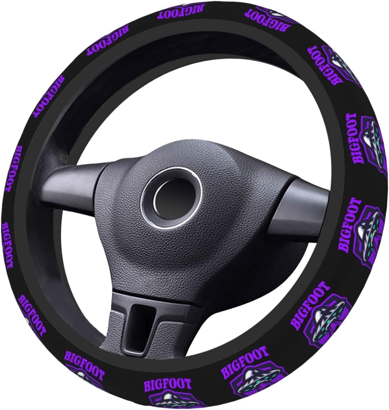 Bigfoot Steering Wheel Cover UFO Find Out Bigfoot Driving Wheel Cover Black Purple