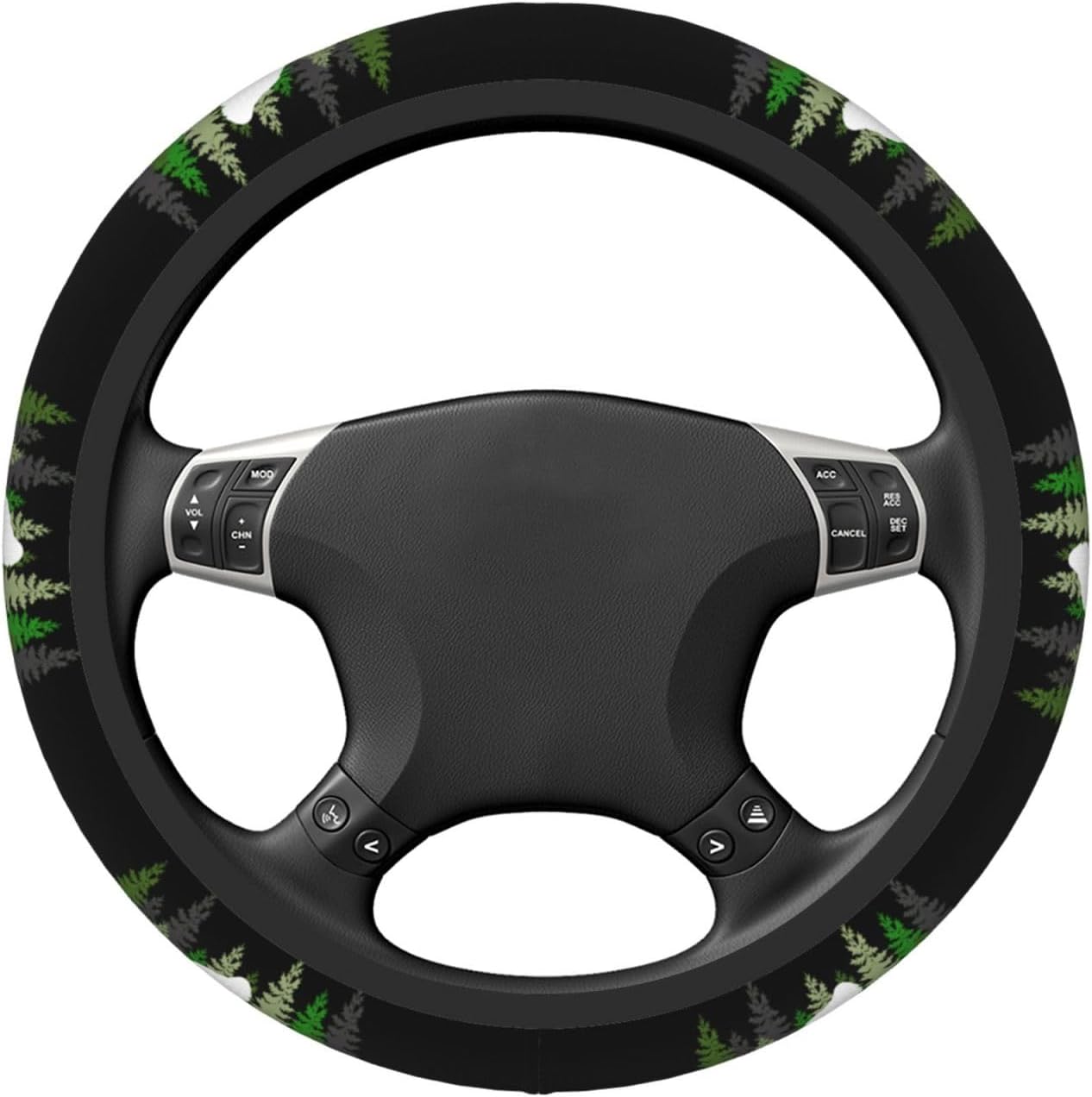 Bigfoot Steering Wheel Cover Bigfoot Hide And Seek Trees Forest Driving Wheel Cover Black Green