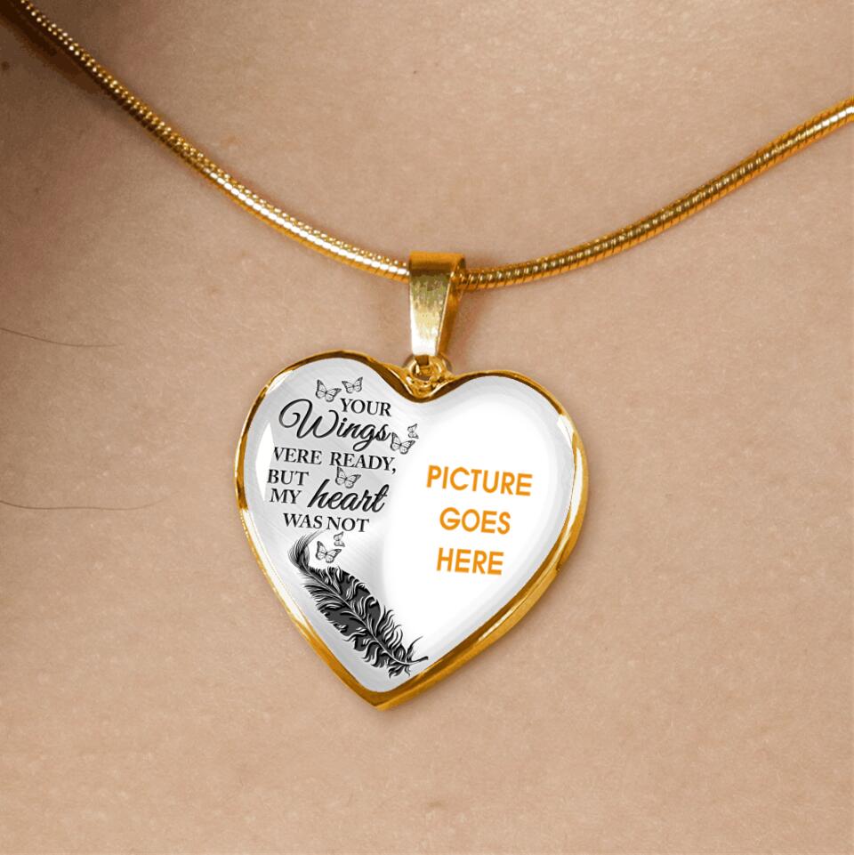 Personalized Memorial Heart Necklace Your Wings Were Ready Custom Memorial Gift M639