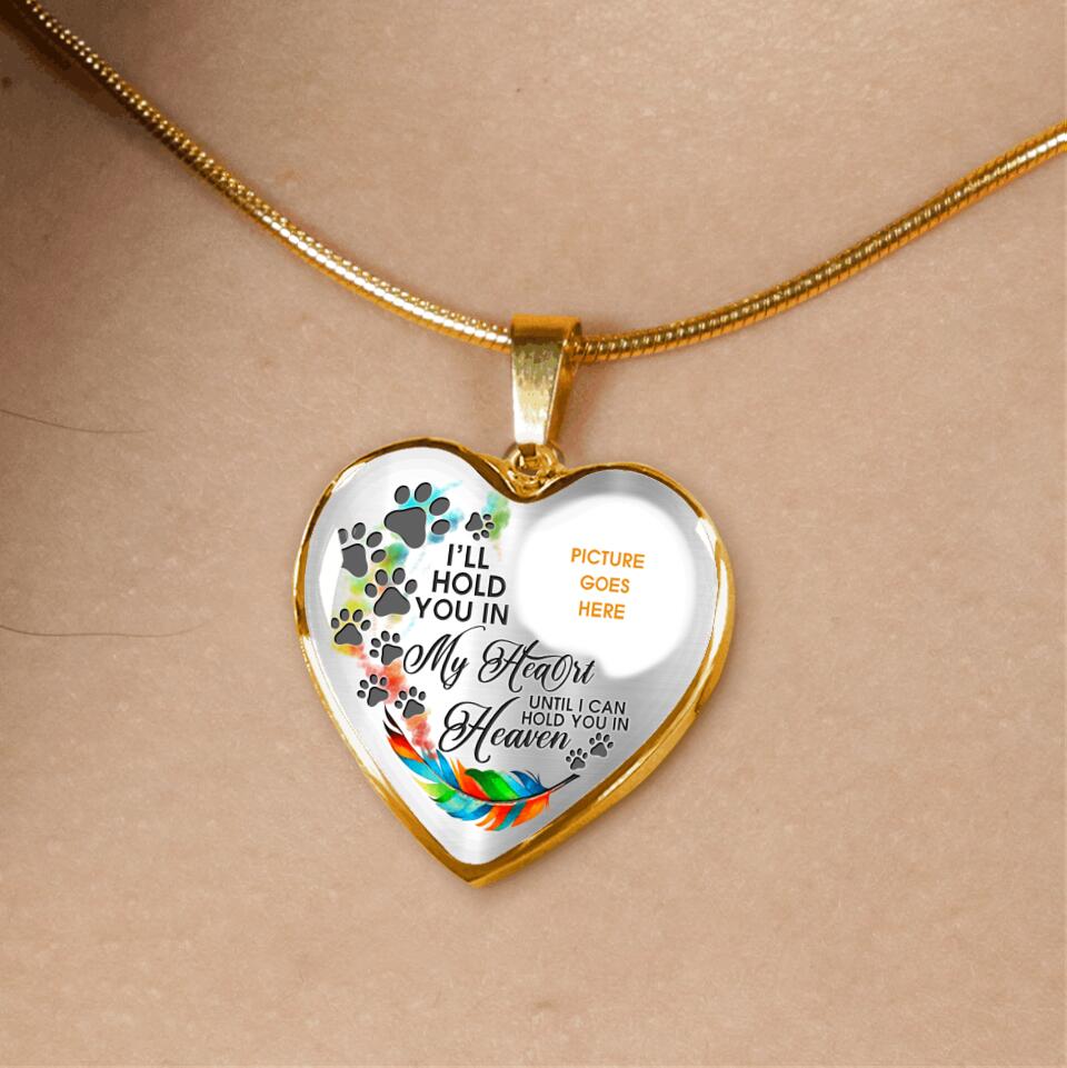 Personalized Memorial Heart Necklace I ll Hold You In My Heart Custom Pet Memorial Gift M679