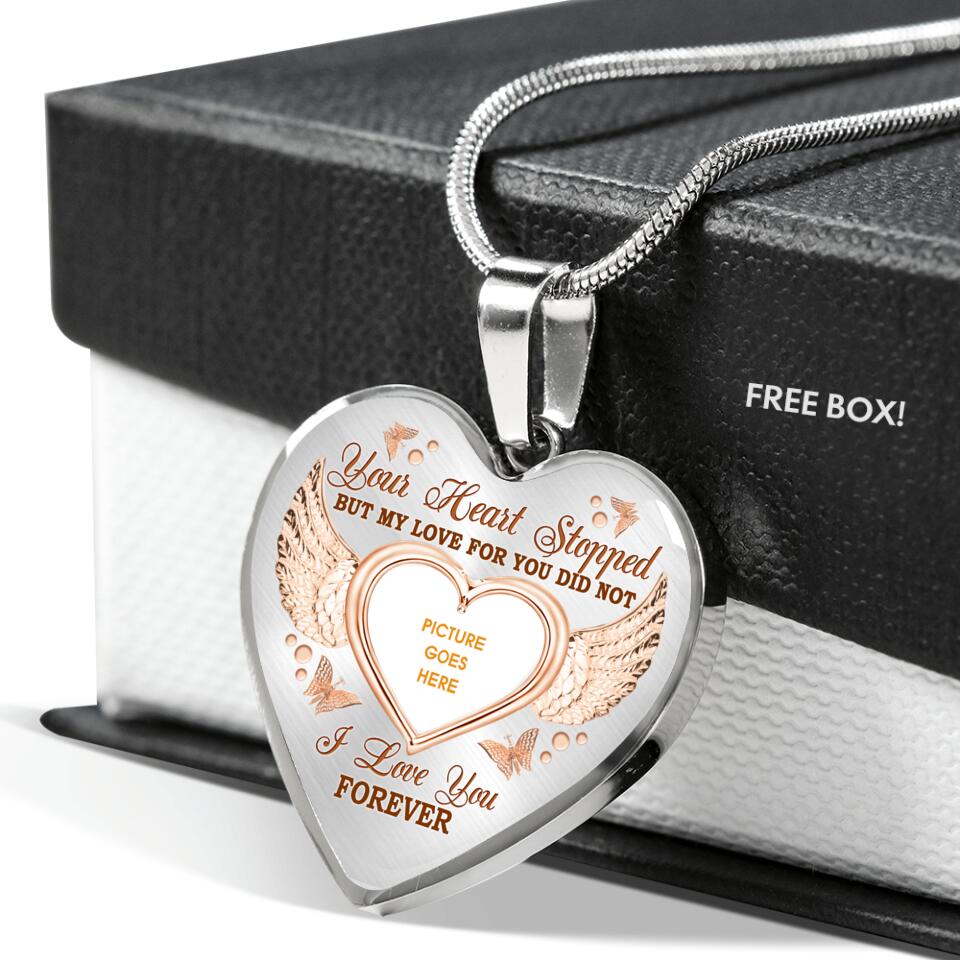 Personalized Memorial Heart Necklace Your Heart Stopped Custom Memorial Gift M709