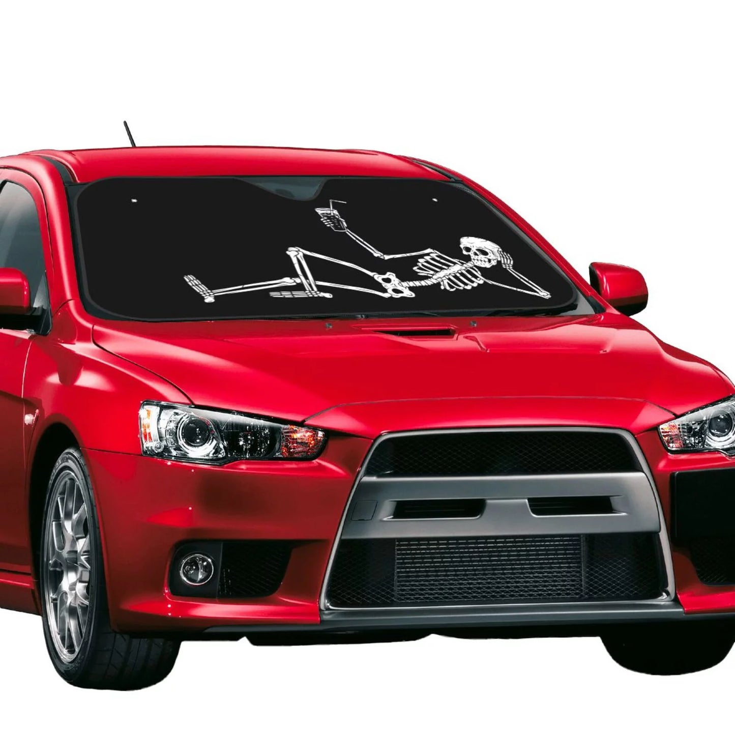 Skull Car Sun Shade Funny Human Cocktail Skull Winshield Sun Shade Black White